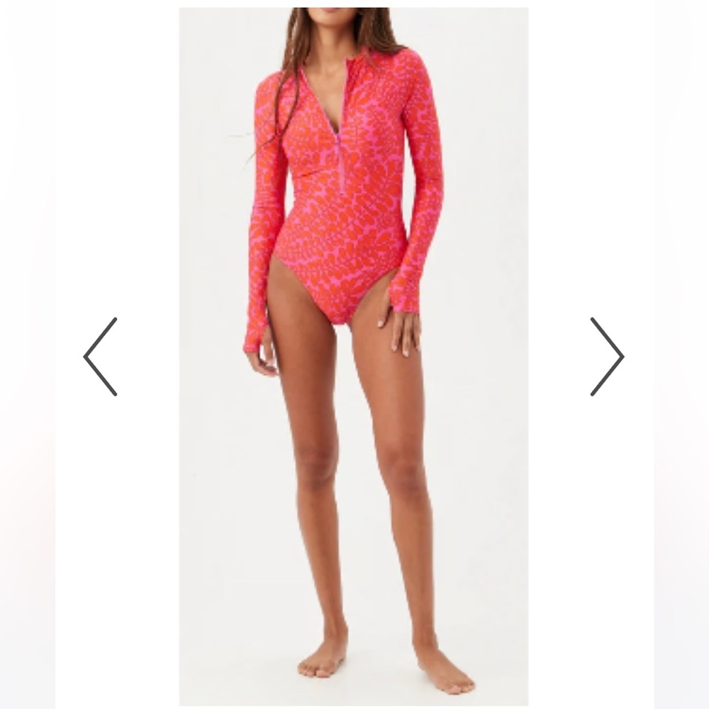 TRINA TURK Trellis Paddle long sleeve one piece swimsuit pink - Picture 4 of 16